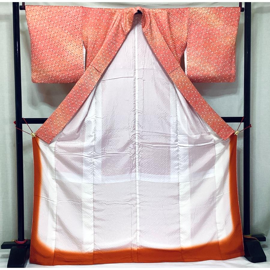 未使用品 正絹 小紋 紋綸子 絞り加工 袷きもの 25145 t : 愛スタイル 