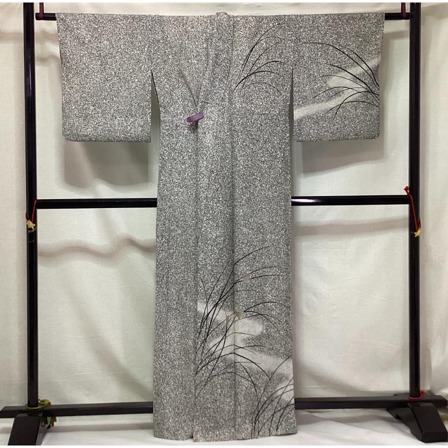 中古品　正絹　訪問着　夏物きもの　駒絽織　蒔糊加工　京友禅金彩　ボカシ染　24234　t_1