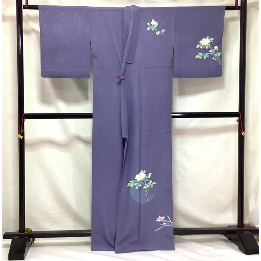 中古品　正絹　訪問着　夏物きもの　駒絽織　京加賀友禅加工　24235　t_1