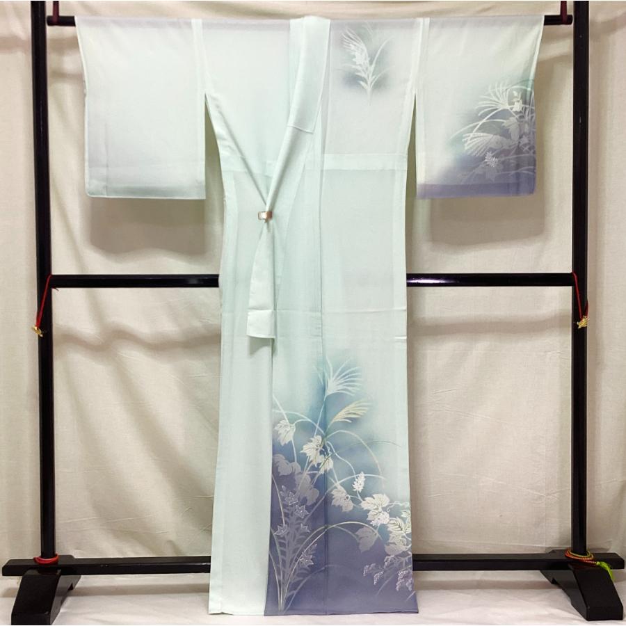 中古品 正絹 夏物 訪問着 絽織 友禅銀彩加工 身幅L 25226 t : 愛