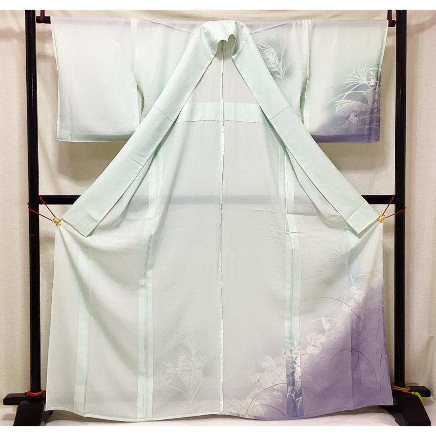 中古品 正絹 夏物 訪問着 絽織 友禅銀彩加工 身幅L 25226 t : 愛