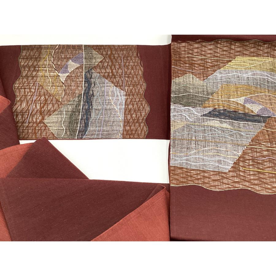 未使用品 正絹 袋帯 紬織 透かし織 お太鼓柄 O25084 t : 愛スタイル 