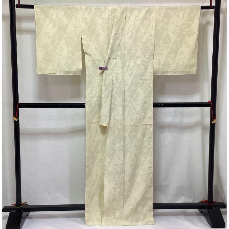 未使用品 正絹 紬織 本塩沢 やまだ織 単衣 きもの 23221 t : 愛