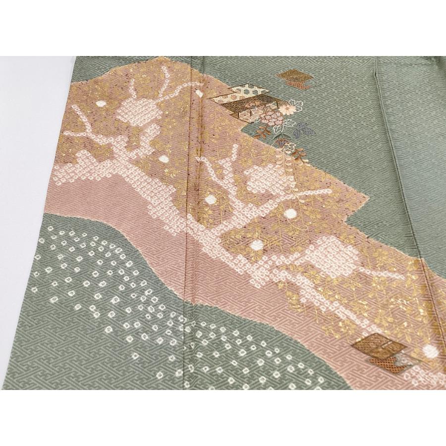 【未使用品】訪問着　友禅金彩加工　刺繍入り 未使用品】訪問着 友禅金彩加工 刺繍入り Sサイズ - メルカリ