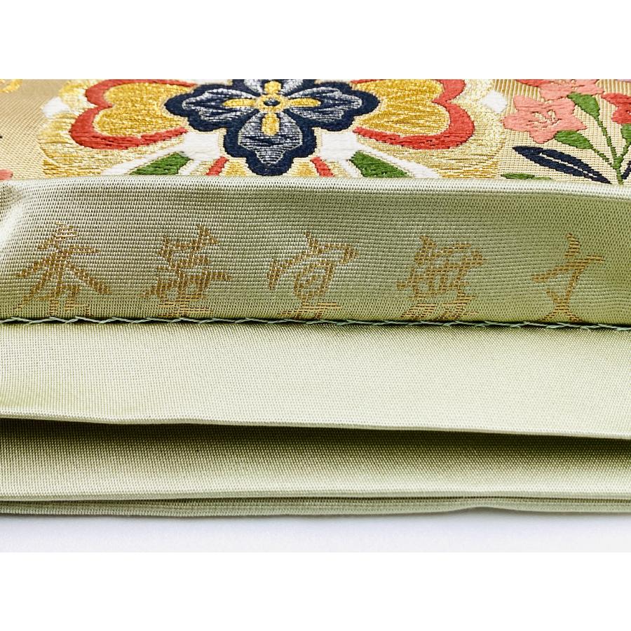 中古品　正絹　袋帯　引箔　地紋織　お太鼓柄　O24116　t_5