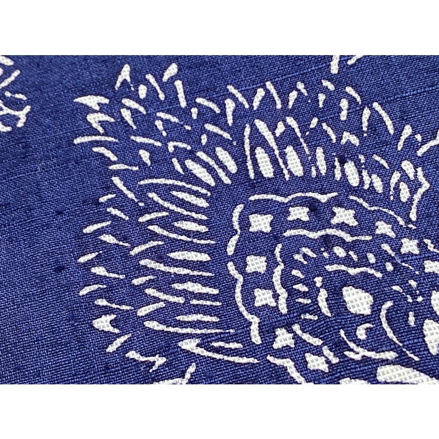藍の生紬の全通名古屋帯 中古品 正絹 名古屋帯 生紬 藍染 全通柄 O25007 t : 愛スタイルきもの