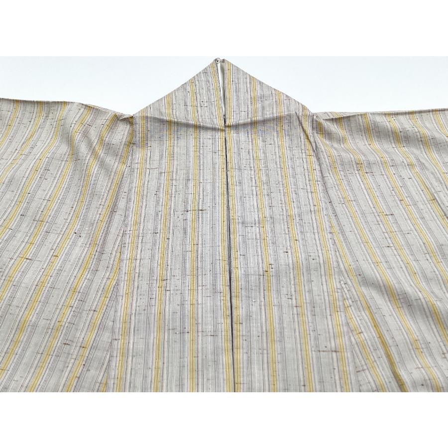 中古品　正絹　紬織　ゼンマイ入り　単衣　きもの　23257　t_3