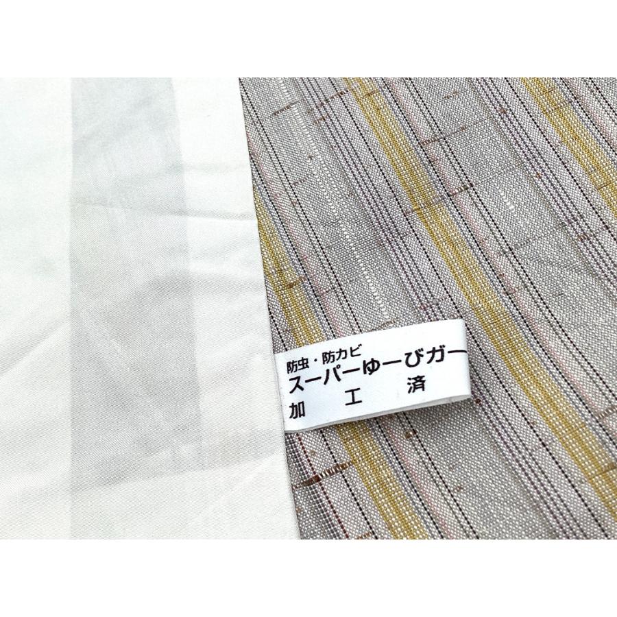 中古品　正絹　紬織　ゼンマイ入り　単衣　きもの　23257　t_7
