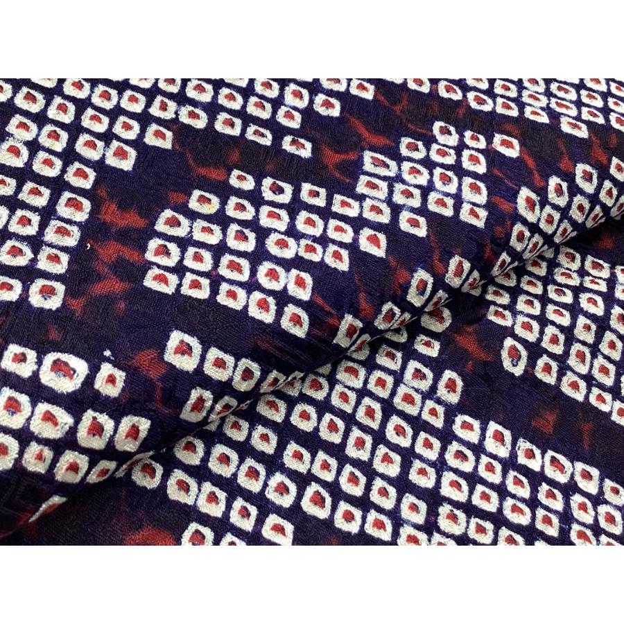 未使用品 正絹 小紋 総絞り 袷 きもの 身幅L 訳あり 24336 : 愛