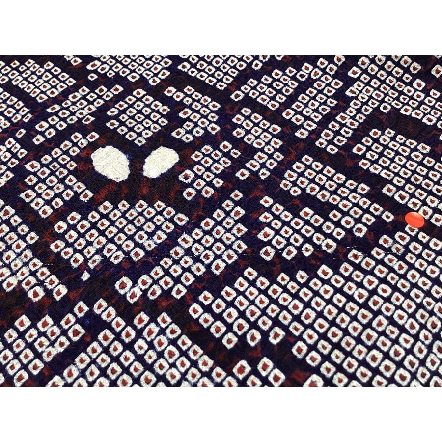 未使用品 正絹 小紋 総絞り 袷 きもの 身幅L 訳あり 24336 : 愛