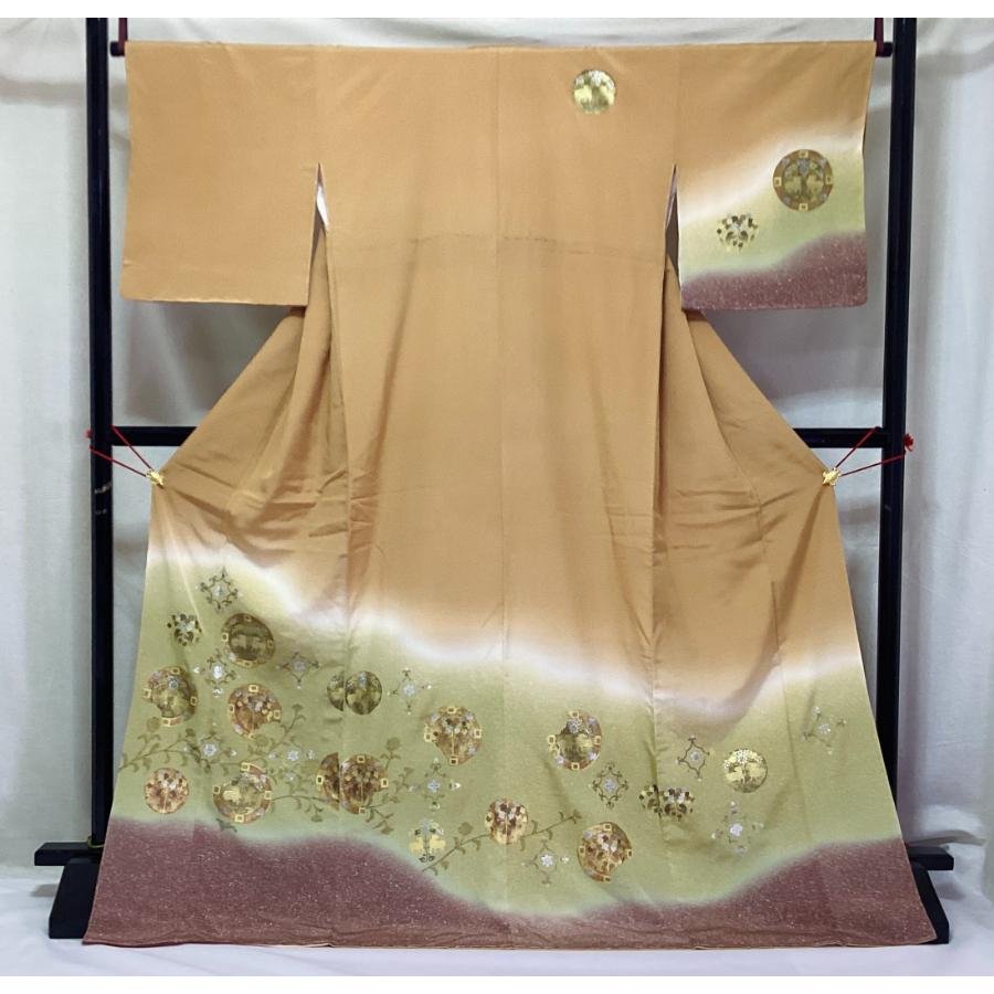 ⭐︎K1012 美品 逸品 上品金彩加工 正絹 訪問着 未使用品 正絹 訪問着 蒔糊加工 友禅金彩加工 ボカシ染 身幅L 袷
