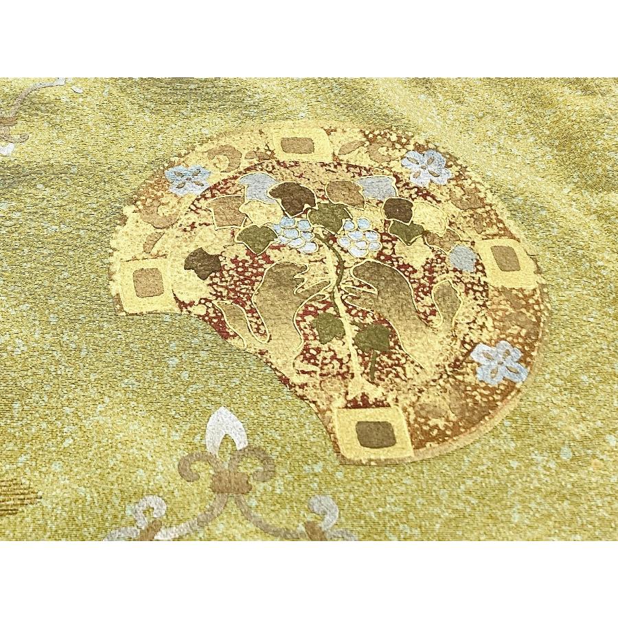 未使用品 正絹 訪問着 蒔糊加工 友禅金彩加工 ボカシ染 身幅L 袷