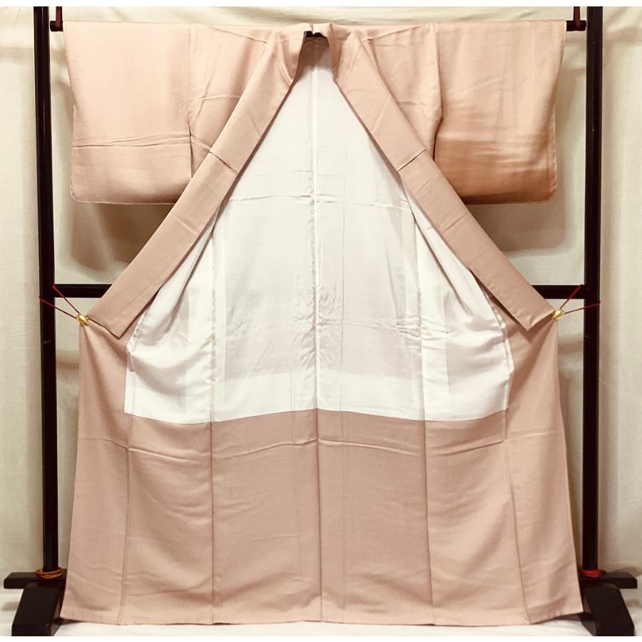 未使用品 正絹 附下 霞ボカシ染 金刺繍入り 刺繍家紋入り 袷きもの 