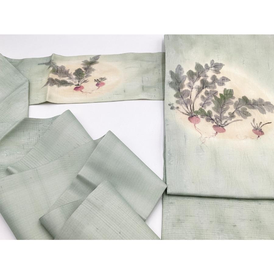 未使用品 正絹 名古屋帯 夏物 透かし織 手描き友禅 お太鼓柄 O24244 t 