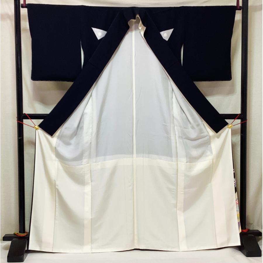 未使用品 正絹 黒留袖 京加賀友禅 比翼仕立て 剣片喰 紋入り 25431 t 