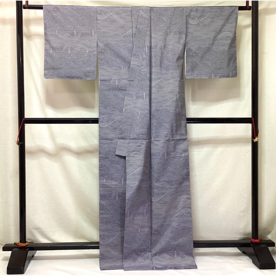 未使用品 正絹 横双大島 アンサンブル 着物羽織 セット 袷きもの 25444 