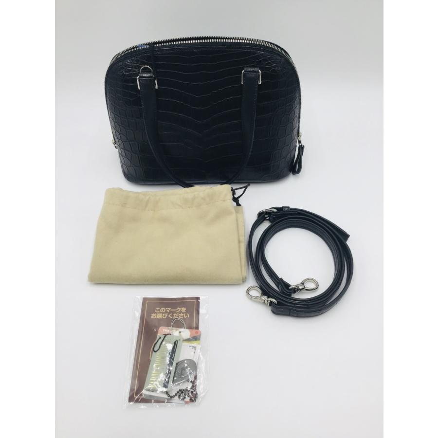 中古品 マット クロコダイル 本革 2WAY ハンド バッグ 中古品 マット クロコダイル 本革 2WAY ハンド バッグ