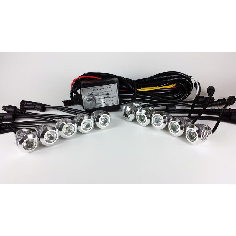１W×10連 LEDデイライト/2色切り替え 防水バンパー埋め込み型