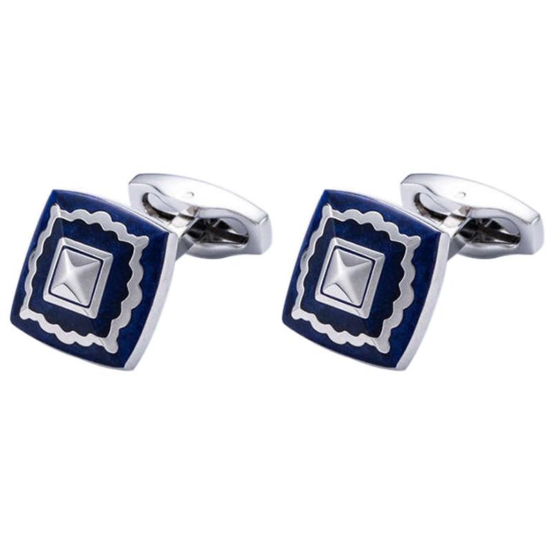 カフスボタン ネイビー スクエア 高級感 紺色 カフリンクス