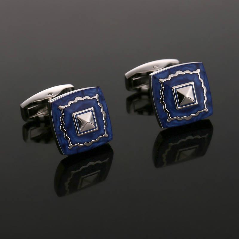 カフスボタン ネイビー スクエア 高級感 紺色 カフリンクス
