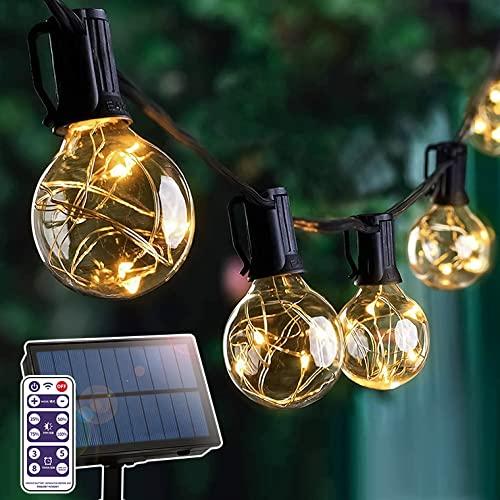 電光ホーム ソーラー イルミネーション ガーデンライト LED25球 長さ7m 電球色 ストレート 屋外用 防水 明るい 充電式 アンティーク レトロ