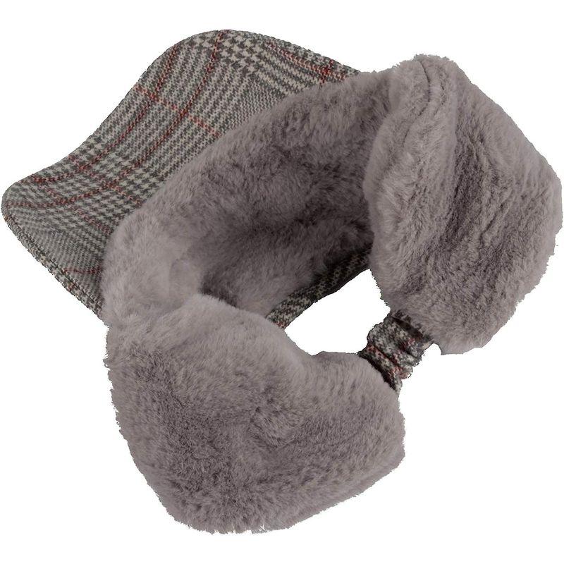 ウィズムーンズ 帽子 暖かい耳あて付 冬用チェック柄サンバイザー レディース SLV1242 (Grey)