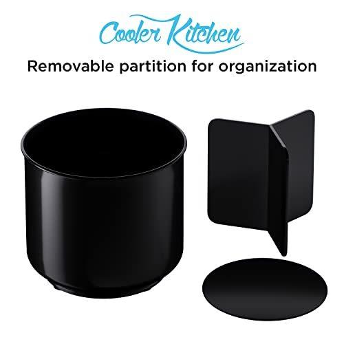 【本物保証】 Cooler Kitchen 特大で頑丈な回転キッチン用具ホルダーキャディ チップのない重み付けベース 取り外し可能な仕切り グリップ 食器スタンド