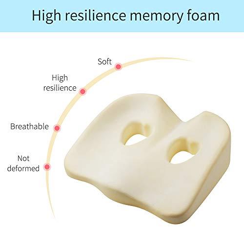 LOUTYTUO シートクッション枕 100%低反発素材 洗濯可能なカバー オフィスチェア/カーシート/車椅子用 尾骨/坐骨神経痛/背中 並行輸入 LOUTYTUO ブラック