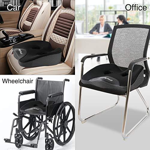 LOUTYTUO シートクッション枕 100%低反発素材 洗濯可能なカバー オフィスチェア/カーシート/車椅子用 尾骨/坐骨神経痛/背中 並行輸入 LOUTYTUO ブラック