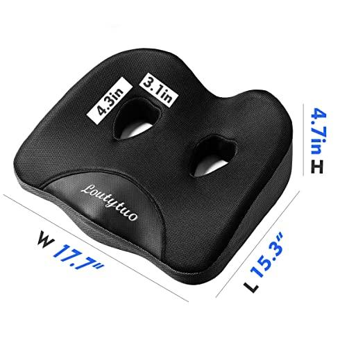 LOUTYTUO シートクッション枕 100%低反発素材 洗濯可能なカバー オフィスチェア/カーシート/車椅子用 尾骨/坐骨神経痛/背中 並行輸入 LOUTYTUO ブラック