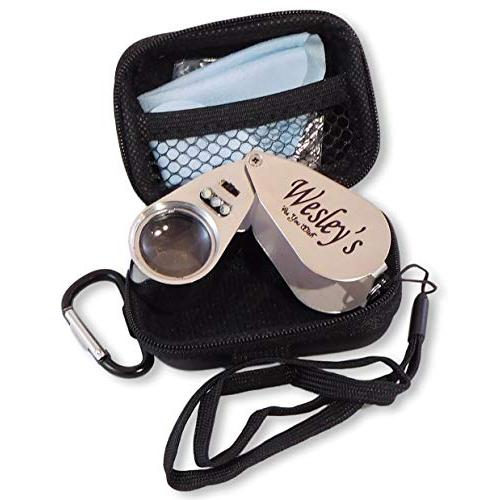 Wesley Jewelers ルーペ拡大鏡 ハンドレンズ LED/UVイルミネーションジュエリー拡大鏡 トラベルケース付き ガーデニン 並行