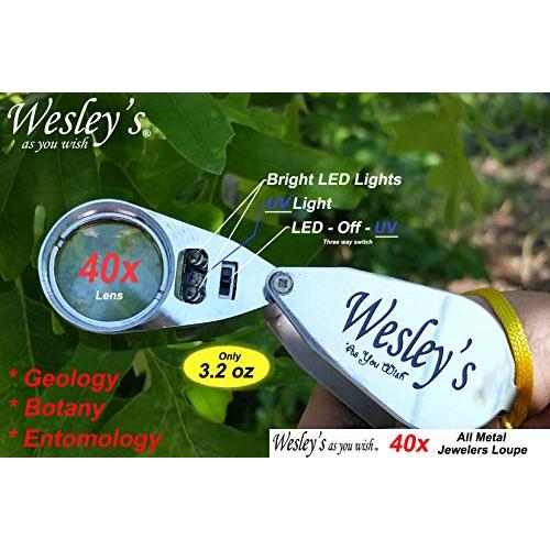 Wesley Jewelers ルーペ拡大鏡 ハンドレンズ LED/UVイルミネーションジュエリー拡大鏡 トラベルケース付き ガーデニン 並行