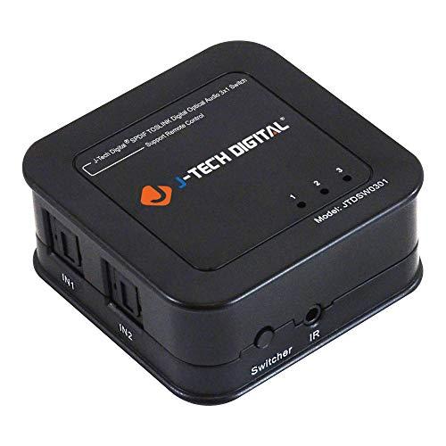 JTech Digital プレミアム品質 SPDIF TOSLINK デジタル光学オーディオ3x1スイッチ コントローラー付きインプ 並行