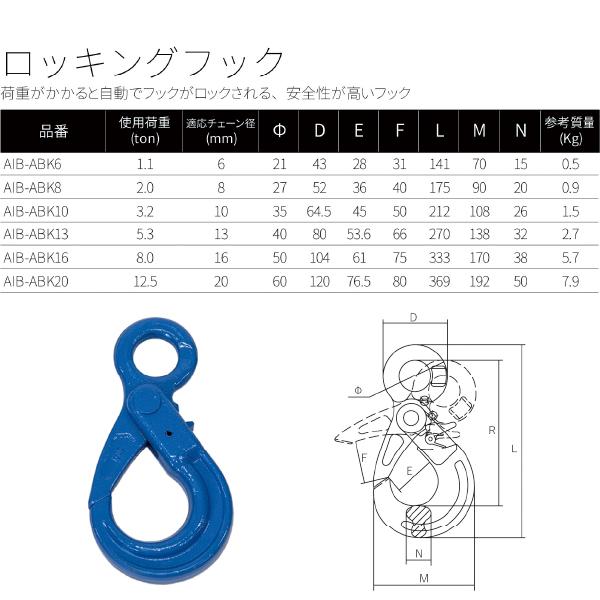 AIBシリーズ　ワイヤースリング　4点吊り18mm　9.4t未満　ラッチフック｜aibig｜03