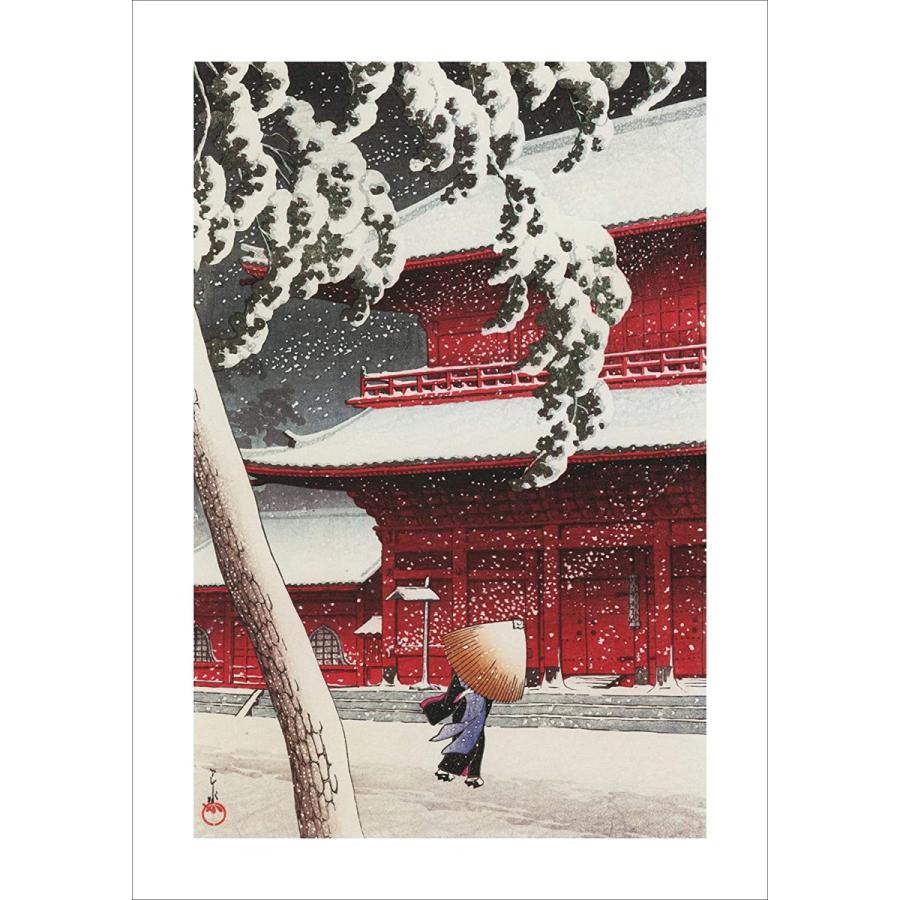 川瀬巴水 ポスター 版画 複製 東京二十景 芝増上寺 浮世絵 サイズ 日本製 上質 インテリア 壁紙用 絵画 アート 壁紙ポスター