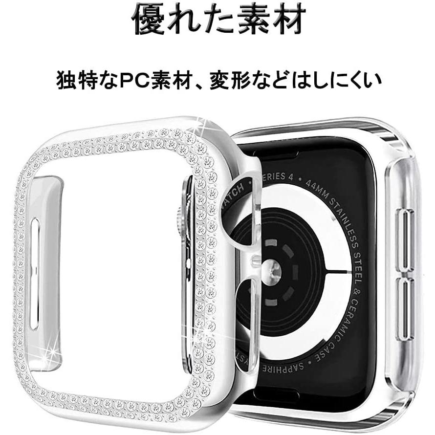 Miimall Apple Watch メッキ加工バンパー ＰＣケース ダブルダイヤモンド ピカピカ 耐久性 四角保護 衝撃防止 アップルウォッチSe  ずっと気になってた