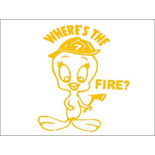 ステッカー トゥイーティー Where's the fire? 全2色 ホワイト