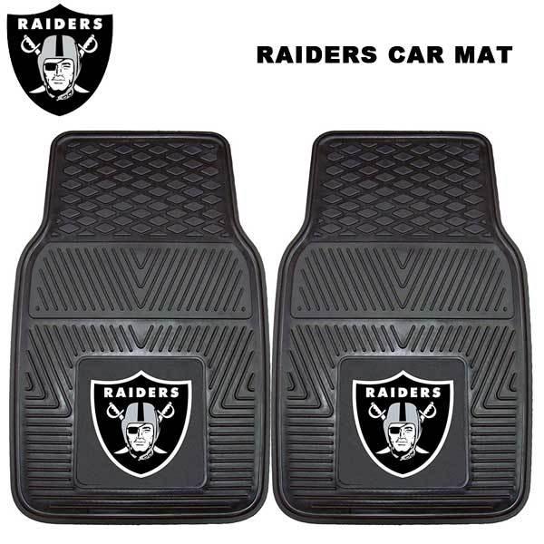 カーマット レイダース フロアマット フロント マット ラバー素材 2枚ワンセット NFL RAIDERS 内装 カーアクセサリー ローライダー ウエストコースト カー用品｜aicamu