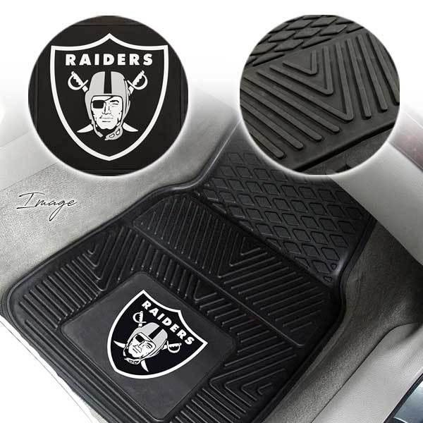 カーマット レイダース フロアマット フロント マット ラバー素材 2枚ワンセット NFL RAIDERS 内装 カーアクセサリー ローライダー ウエストコースト カー用品｜aicamu｜02