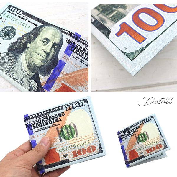 mmaSOVEREIGNTY アメリカ紙幣デザイン二つ折り財布 100札柄 フェイクレザー 2つ折り財布 アメリカ輸入品 アメリカン 合皮