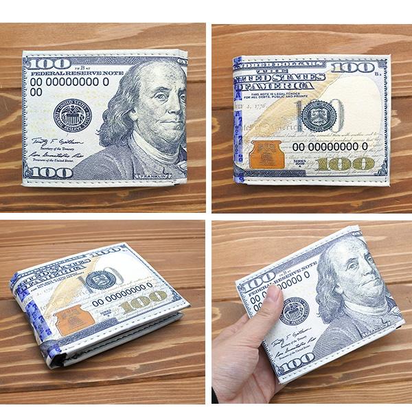 Sovereignty ミニ財布 アメリカ紙幣デザイン 100札柄 フェイクレザー 2つ折り財布 アメリカ輸入品 アメリカン 合皮