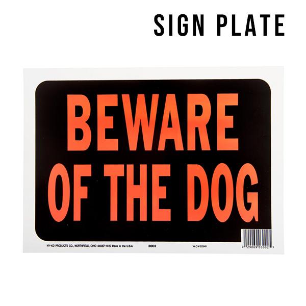 サインプレート BEWARE OF THE DOG ブラック 犬に用心 プラスチック