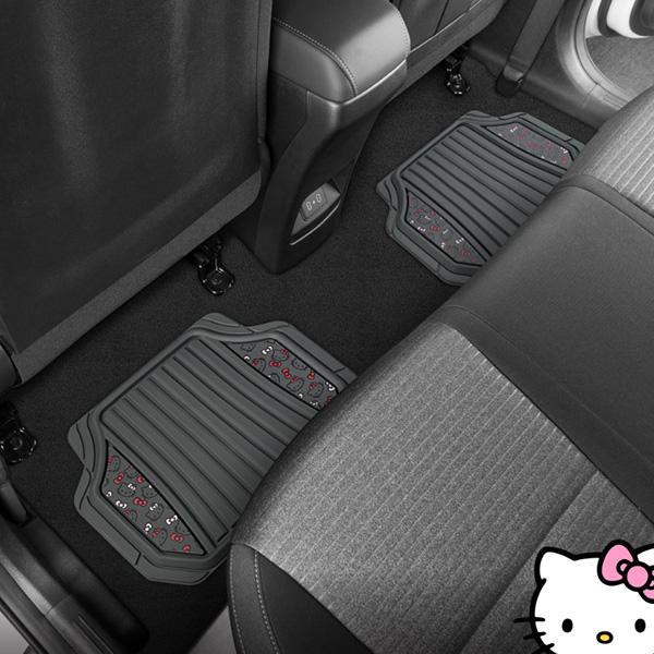 カーマット ハローキティー 4ピース セット フロント リア グレー