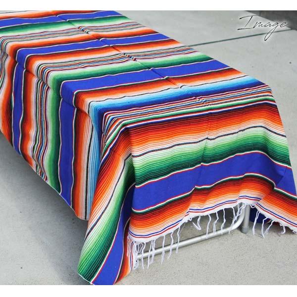 メキシカンスタイル カーペット 大判 サラペ No.54 マルチカラー ブルー メキシカンラグ 大判 厚手 メキシコ
