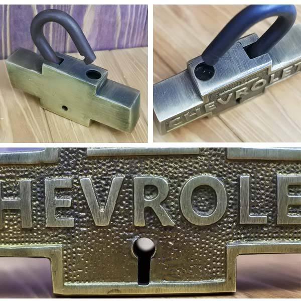 新春セール　ビンテージ アメリカン電鍵 シボレー CHEVROLET アンティーク ロック 鍵2本付き 南京錠