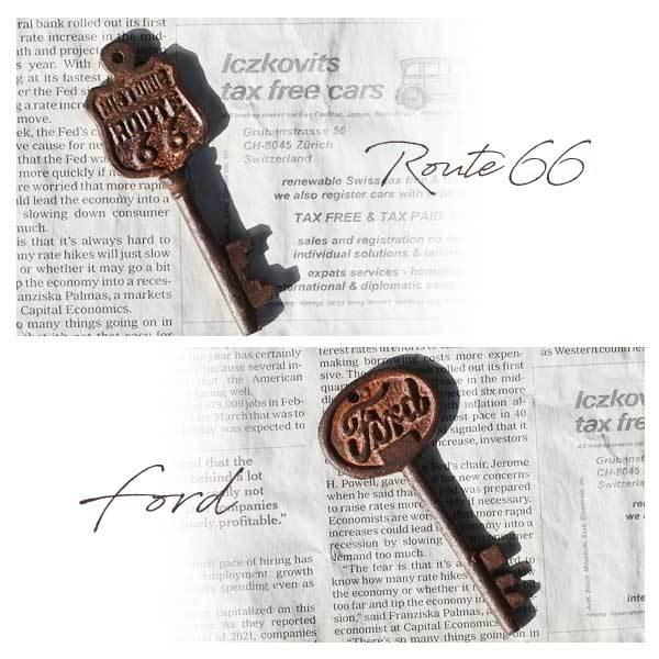 アンティーク キー チャーム 全6種類 ビンテージ加工 鍵 キーホルダー