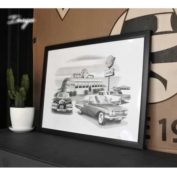 アートパネル インパラ 壁掛け 立てかけ 額縁 ブラック Route66