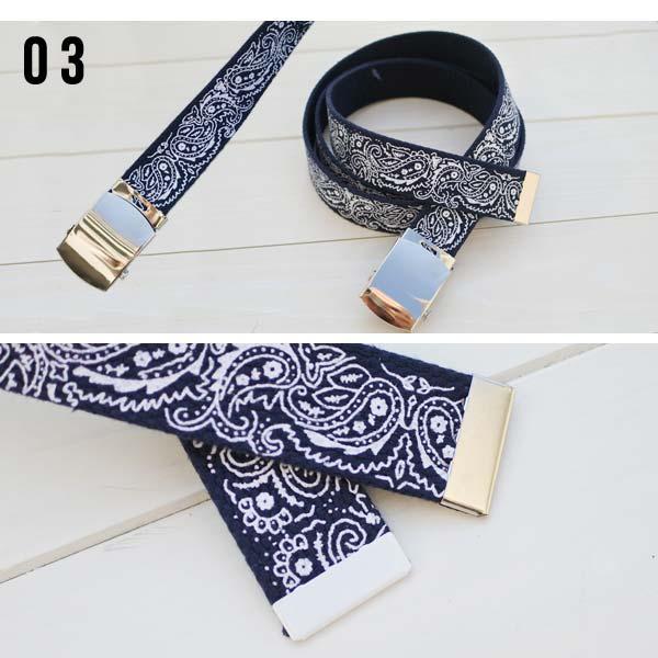 ベルト ガチャベルト ネイビー ペイズリー柄 クローム ツー