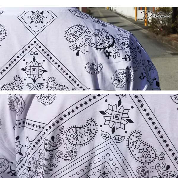 Tシャツ 半袖 メンズ ペイズリー ホワイト トップス 白 オーバーサイズ 