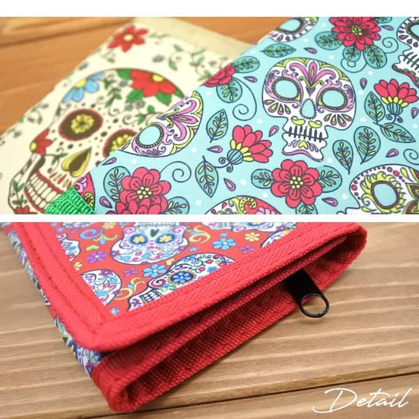 kawakawa カラフルスカル柄ケース　小銭入れ　財布 カラベラ 三つ折り財布 全5色 ミニ財布 ウォレット スカル ガイコツ